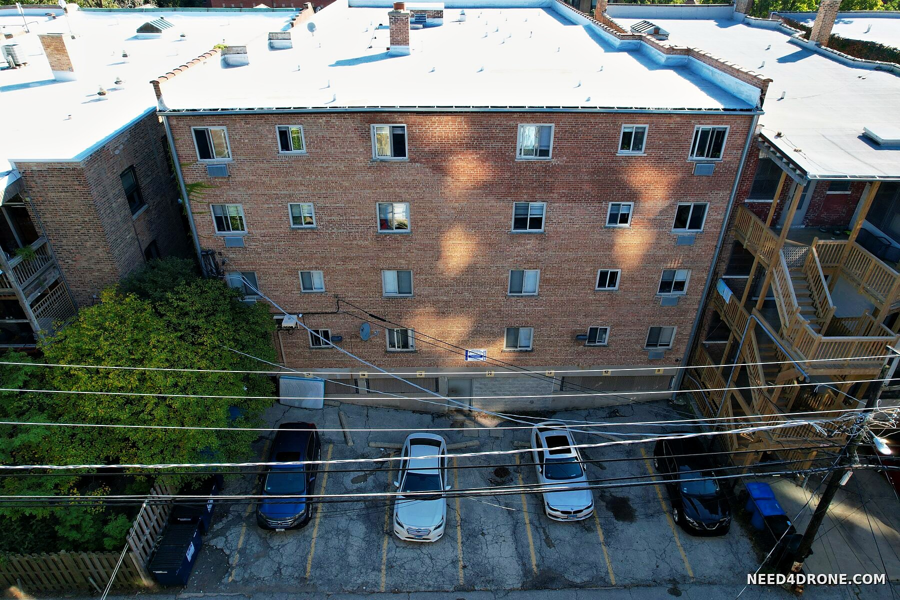 Rear elevation with the parking lot below